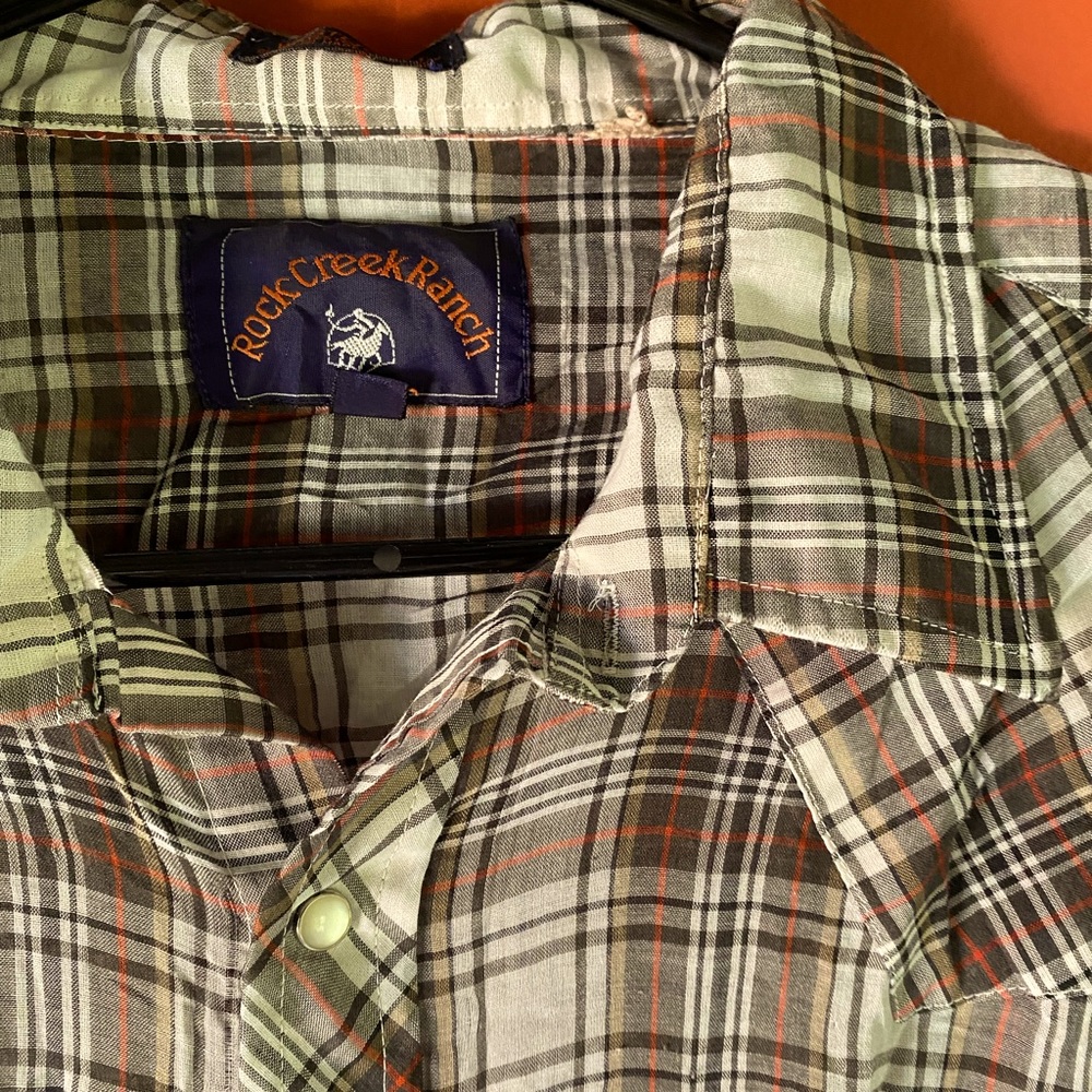 Rock Creek Ranch vintage pearl snap button up short sleeve western plaid shirt
